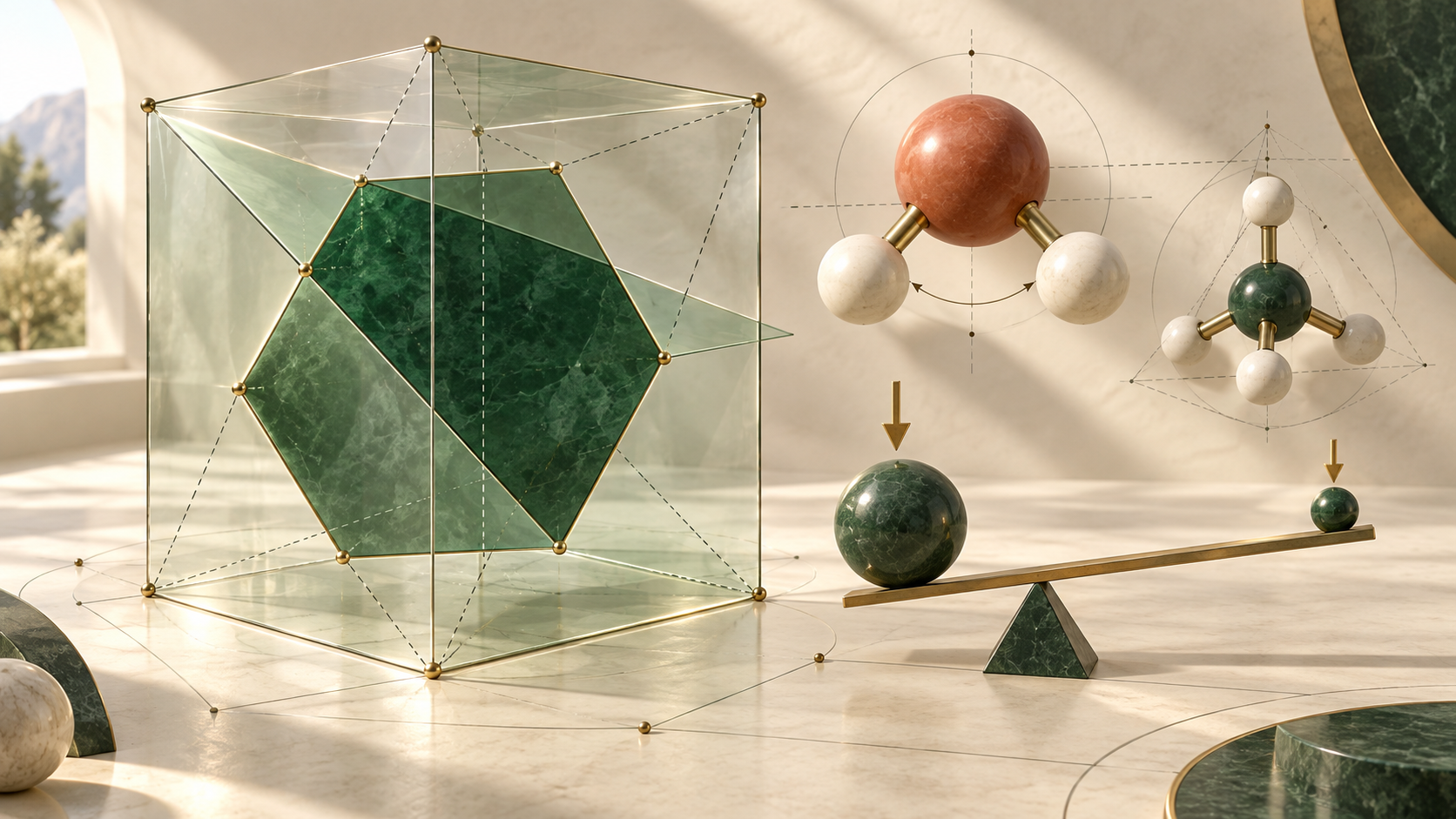 Geometry, a lever and a molecule on a visual learning board